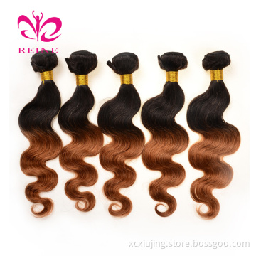 Private label virgin hair vendors two tone body  weft hair bundles human 1b/30 ombre extensions hair color 1b 30